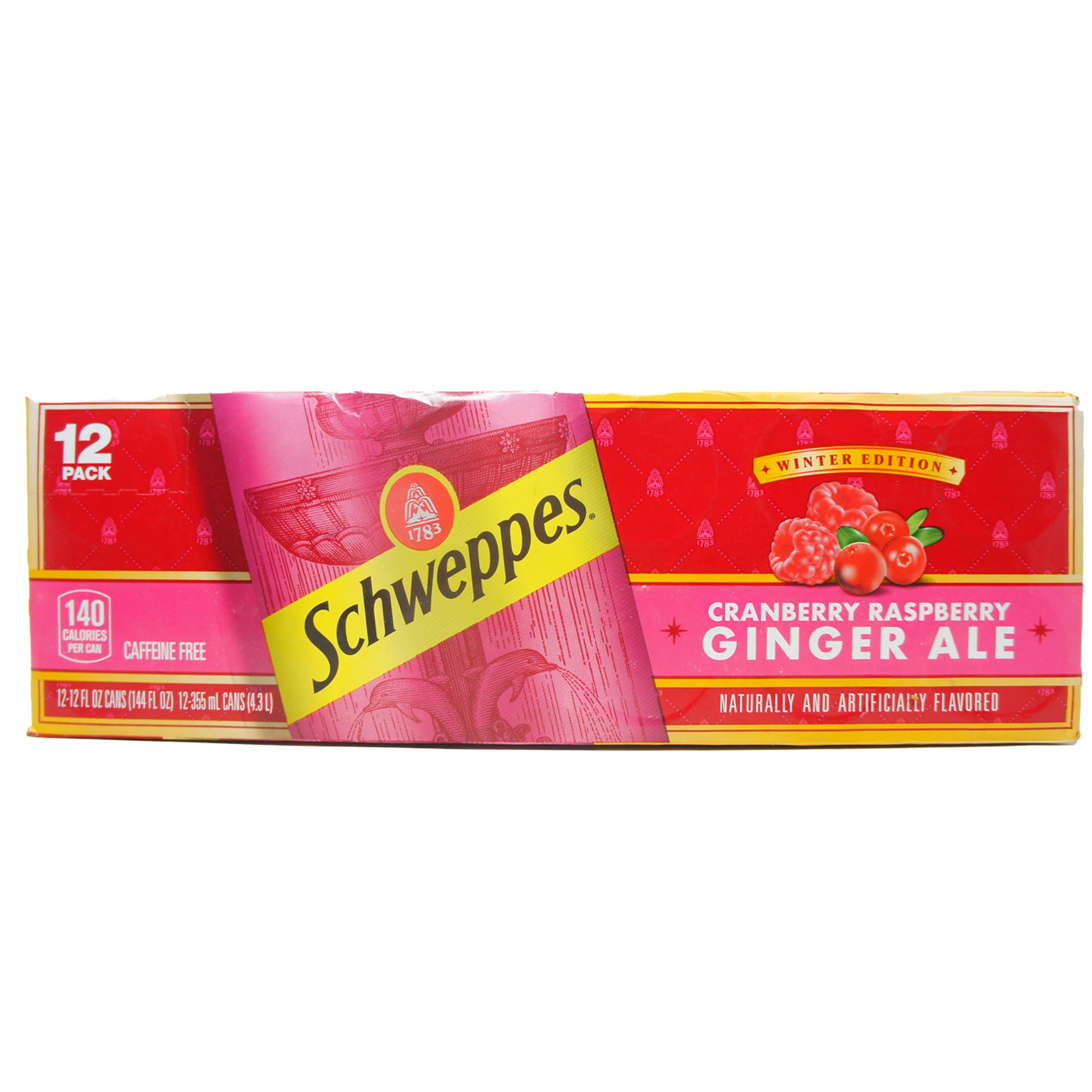 Schweppes Cranberry Raspberry Ginger Ale - Caffeine Free Soda