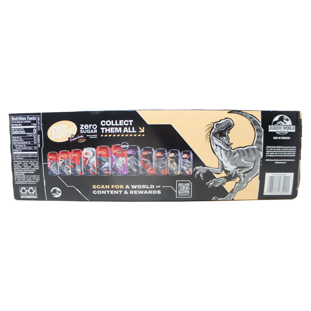 Dr Pepper Cream & Soda Zero Sugar - Jurassic World Rebirth Velociraptor - 12 FL OZ