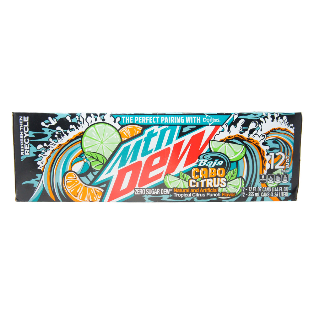 Mountain Dew Baja Cabo Citrus Zero Sugar - Tropical Citrus Punch Soda - 12 FL OZ