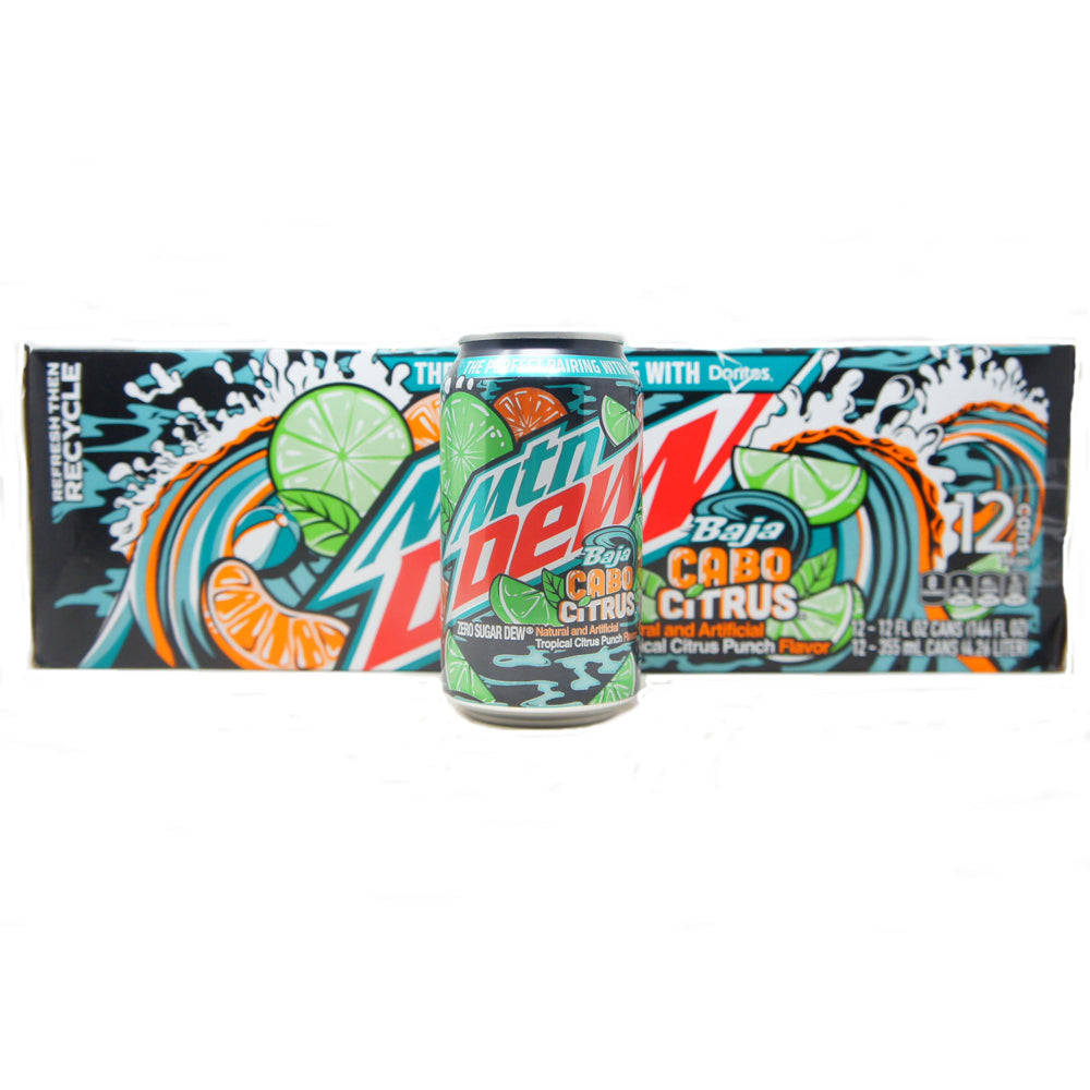 Mountain Dew Baja Cabo Citrus Zero Sugar - Tropical Citrus Punch Soda - 12 FL OZ (12 Pack)