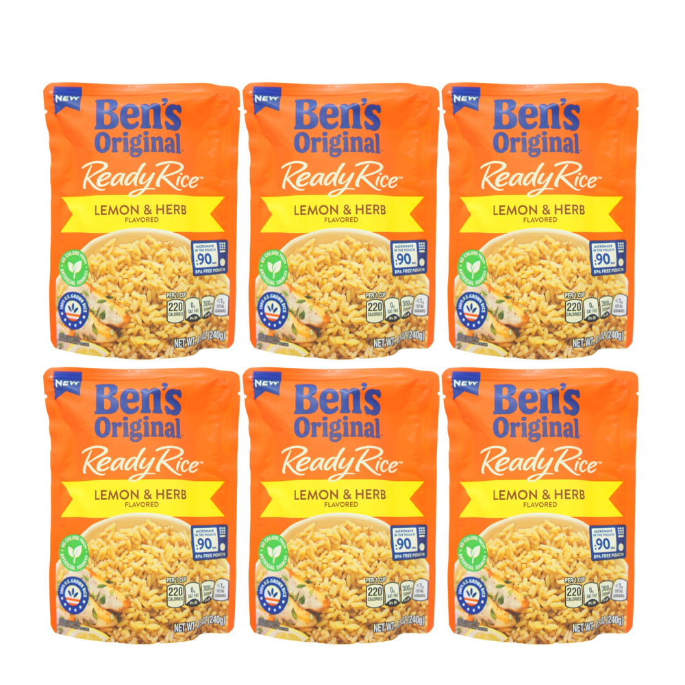 Six packages of Ben's Original Ready Rice Lemon & Herb flavor
