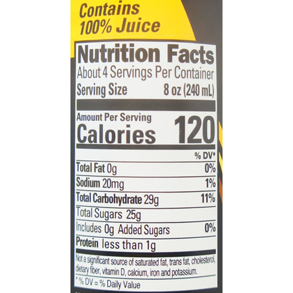 Finest Call Single-Pressed Pineapple Juice 1 L – Nutrition facts label