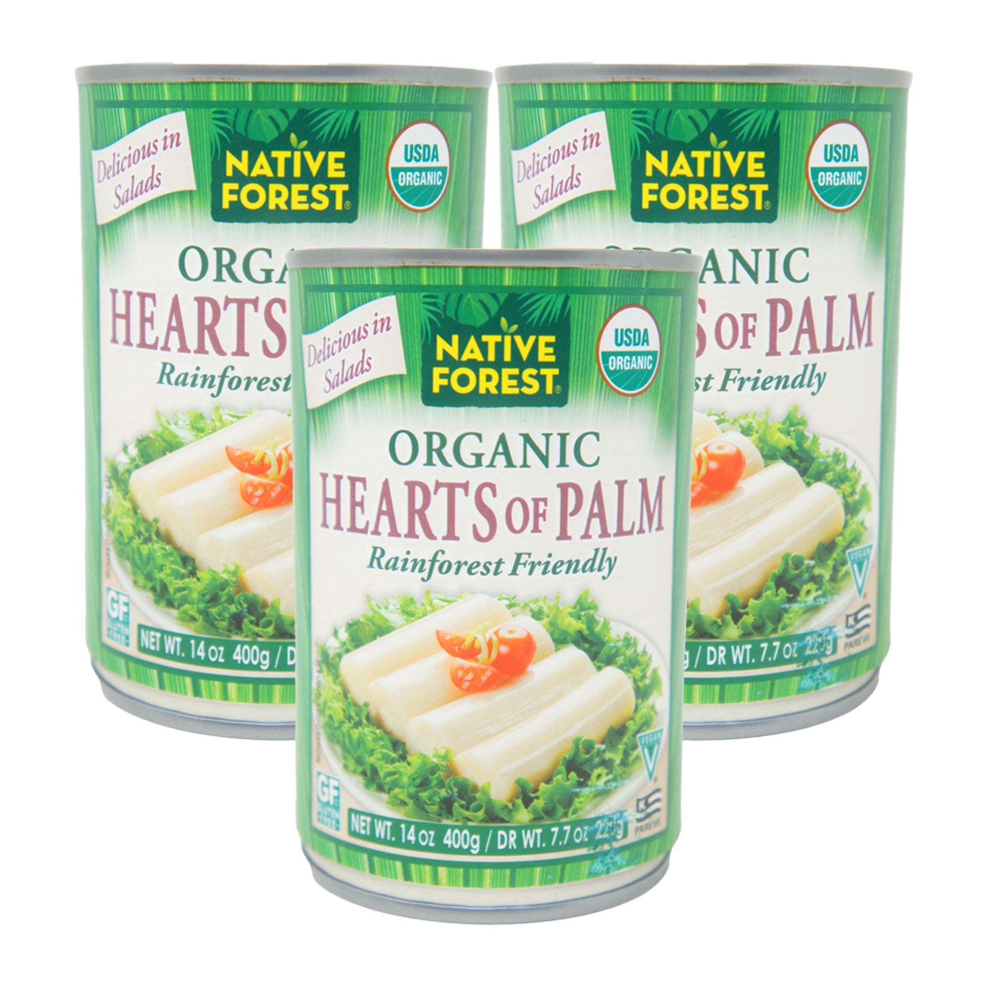 Native Forest Organic Hearts of Palm – 14 oz Cans (Pack of 3) | Non-GMO, Gluten-Free, Vegan