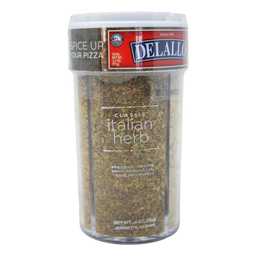 DeLallo 4 Pizza Seasoning Set – Italian Herb, Roasted Garlic & Cheese, Red Pepper & Zesty Garlic-Onion Blends - Italian Herb