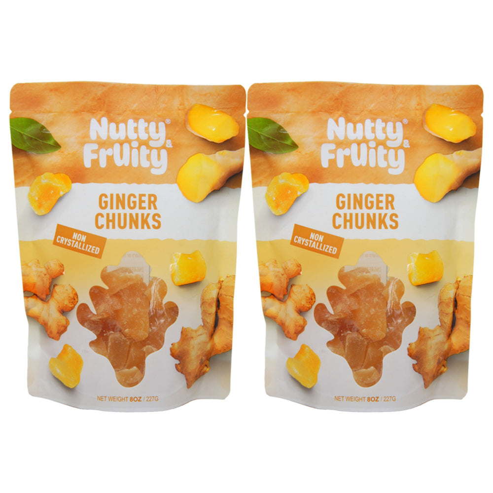 Nutty & Fruity Ginger Chunks Non-Crystallized 8 OZ – 2 Pack