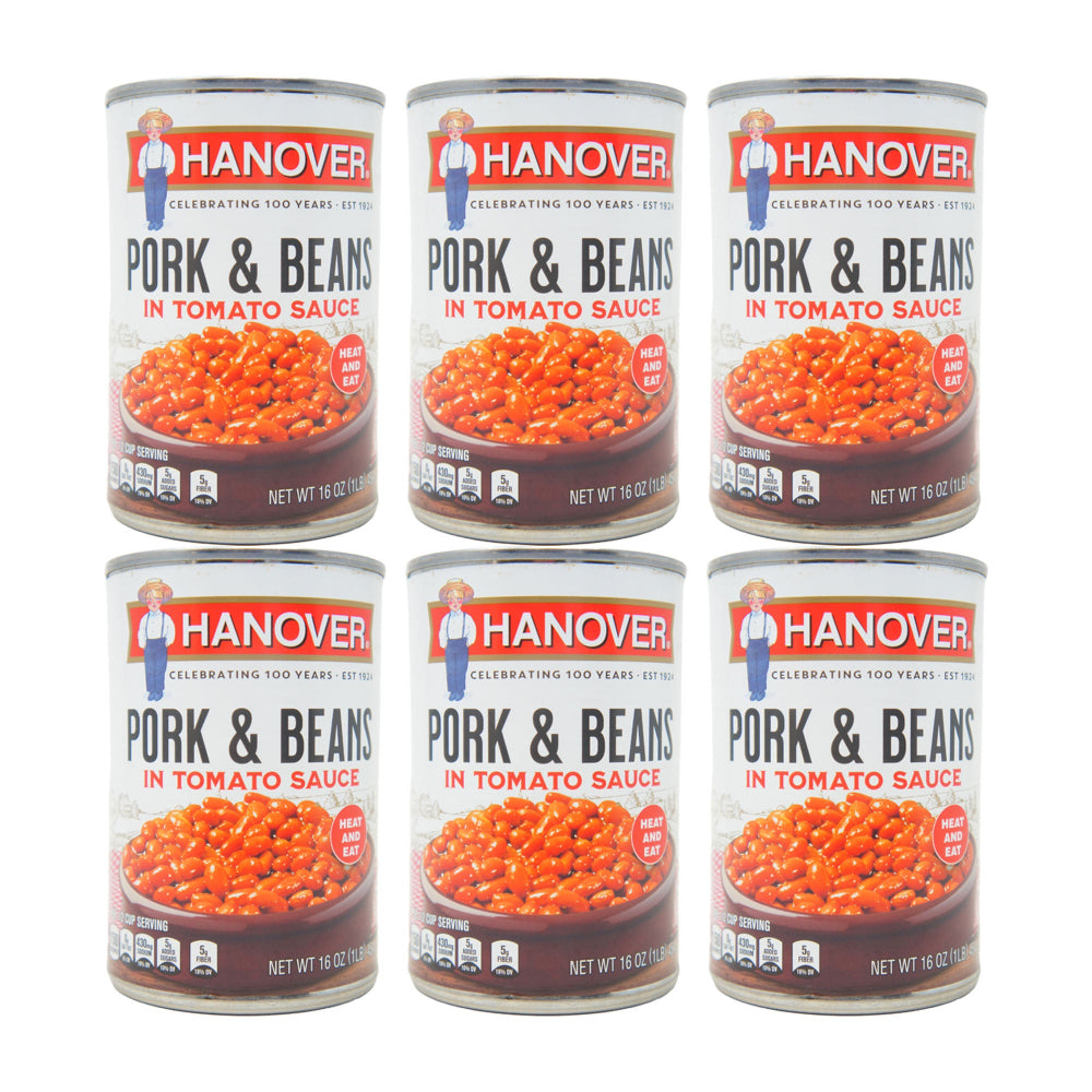 Hanover Pork & Beans in Tomato Sauce – Classic Comfort Food, 15 oz Can (6 Pack)