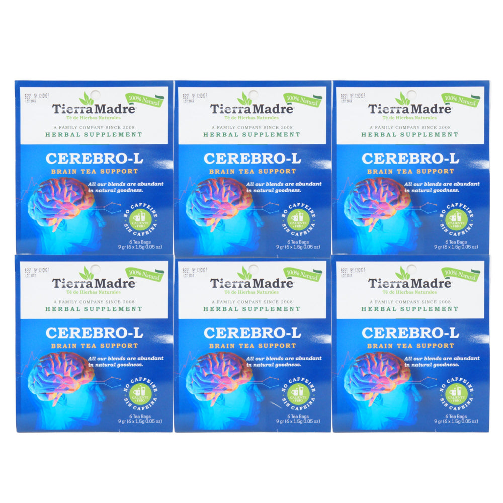 Tierra Madre Cerebro-L Brain Tea Support - Herbal Supplement 6 tea bag (6 Pack)