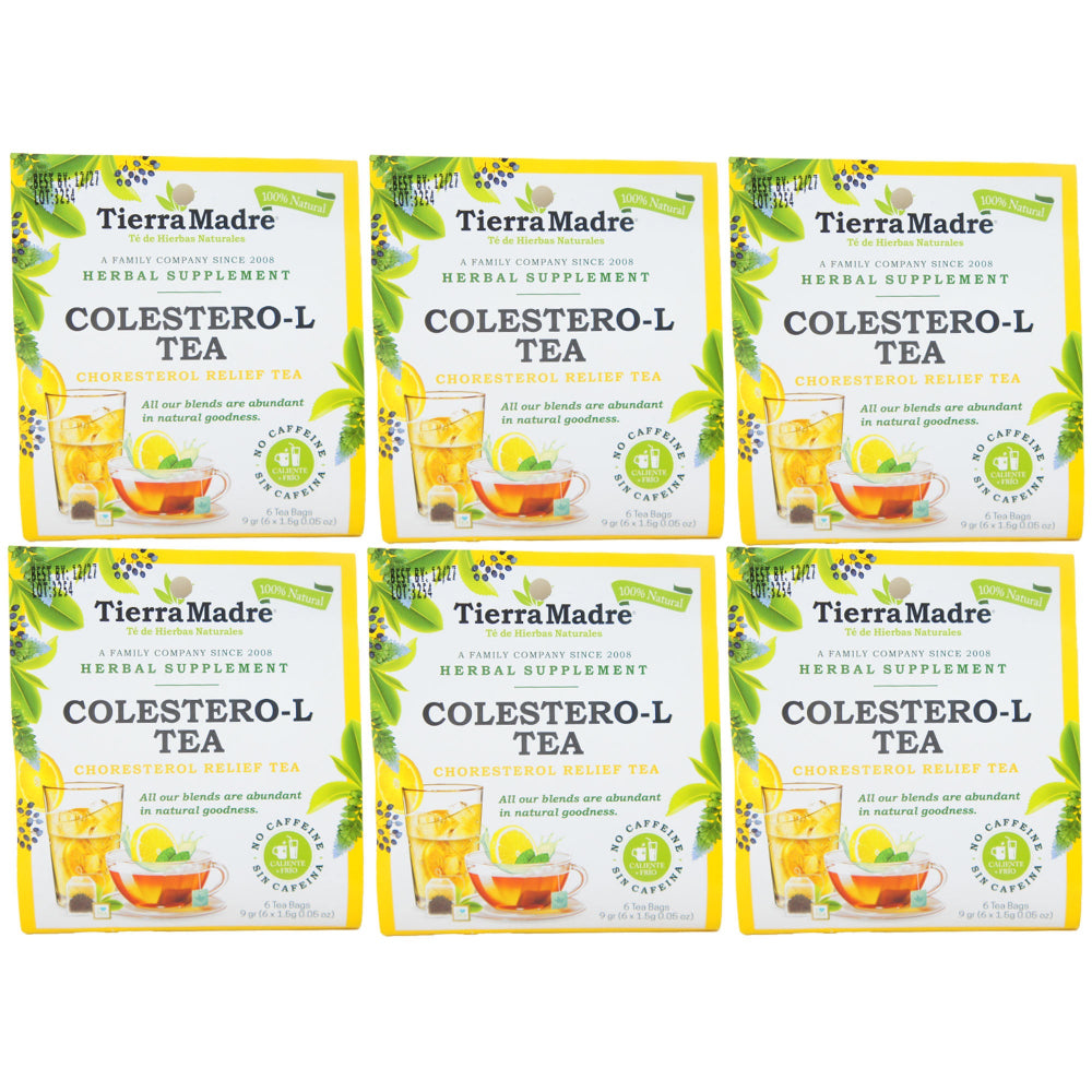 Tierra Madre Colesterol-L Cholesterol Tea Relief - Herbal Supplement 6 tea bag (6 Pack)