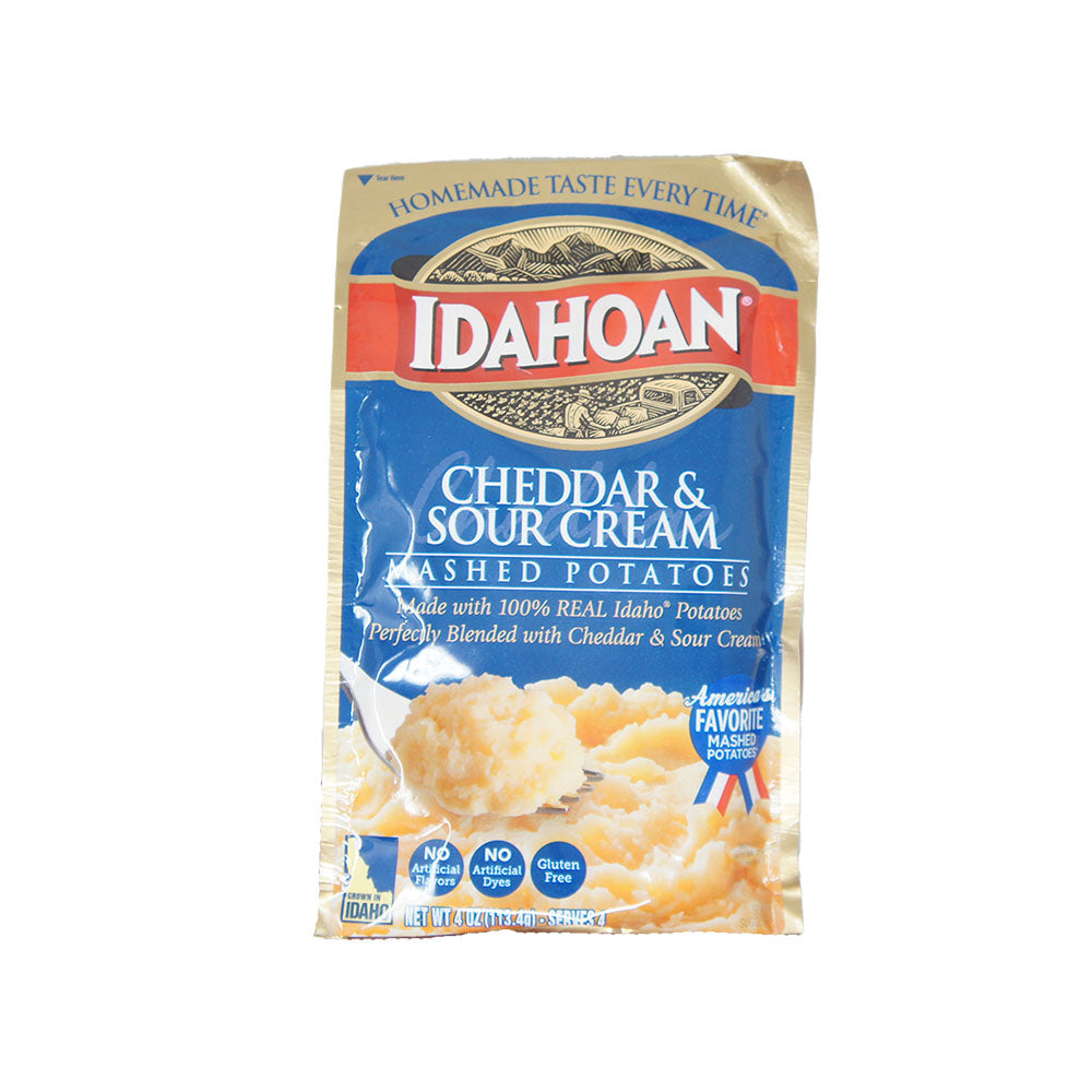Idahoan Mashed Potatoes, Cheddar and Sour Cream, 4 oz Bag