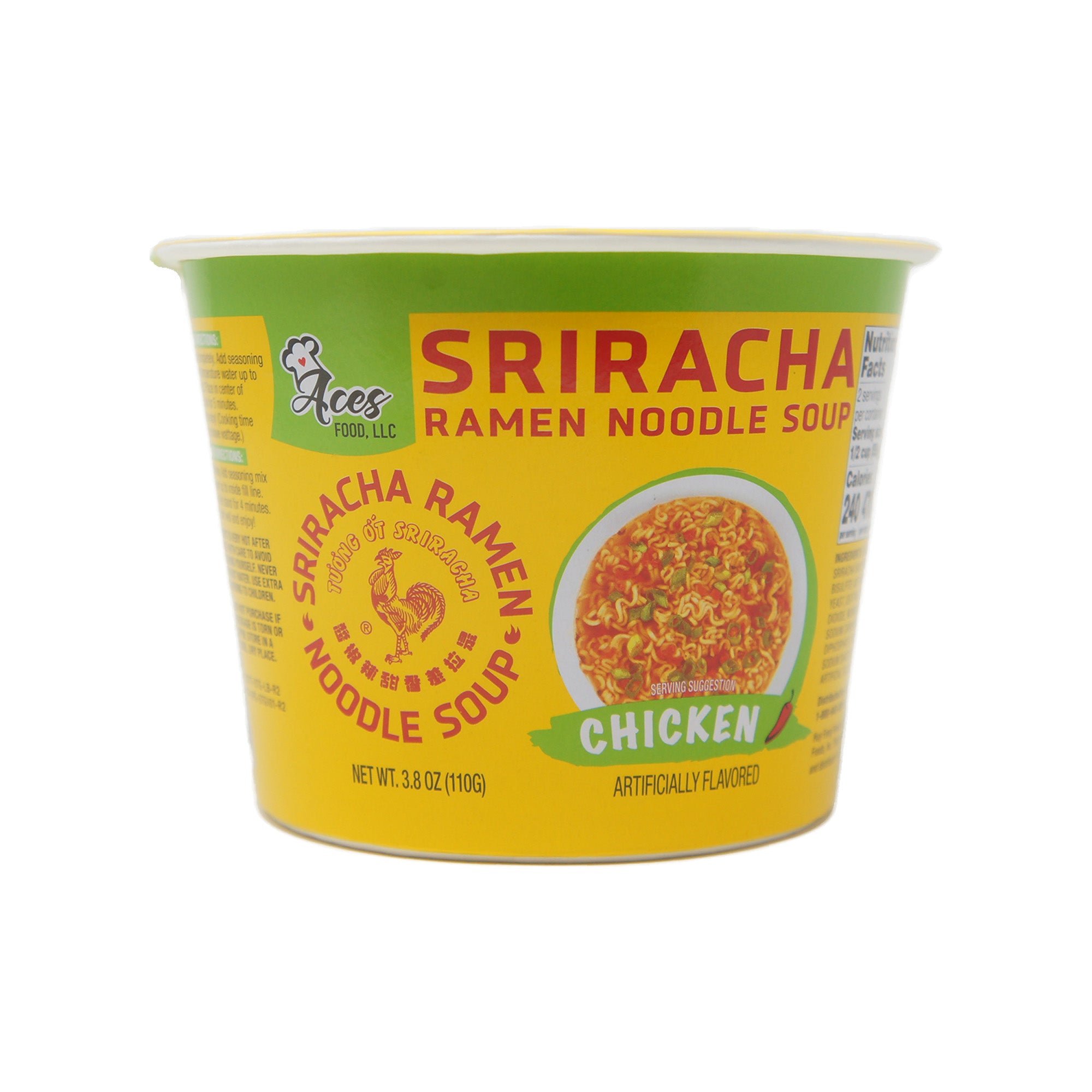 Aces Food Sriracha Ramen Noodle Soup, Chicken Flavor, 3.8 oz