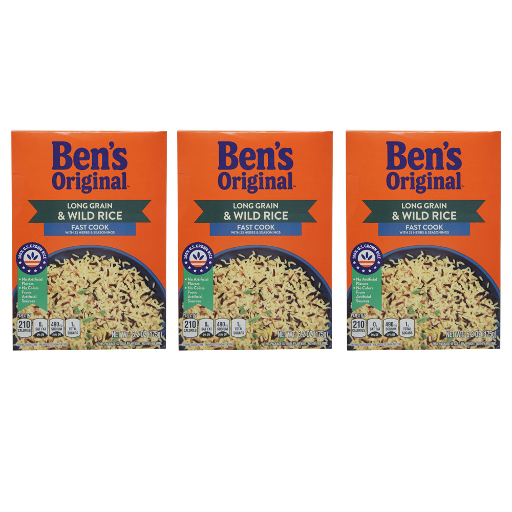 Ben's Original, Long Grain & Wild Rice, Fast Cook, 6.2 oz (3 Pack)