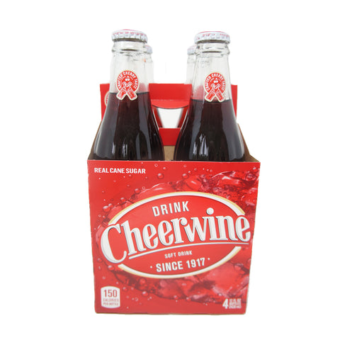 Cheerwine Soft Drink, 12 oz Glass Bottle (4 Pack)