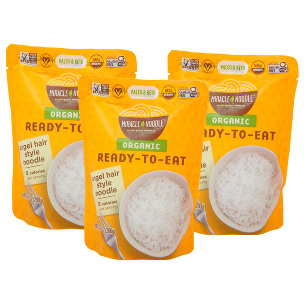 Miracle Noodle, Plant Bassed Moobles, Organic, Angel hair Style Noodle, Ready-To-Eat, 7 oz (3 Pack)