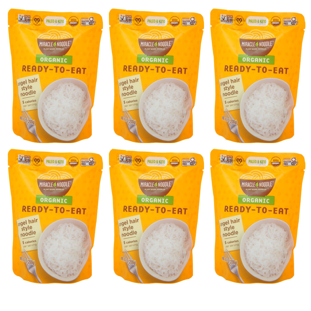 Miracle Noodle, Plant Bassed Moobles, Organic, Angel hair Style Noodle, Ready-To-Eat, 7 oz ( Pack)