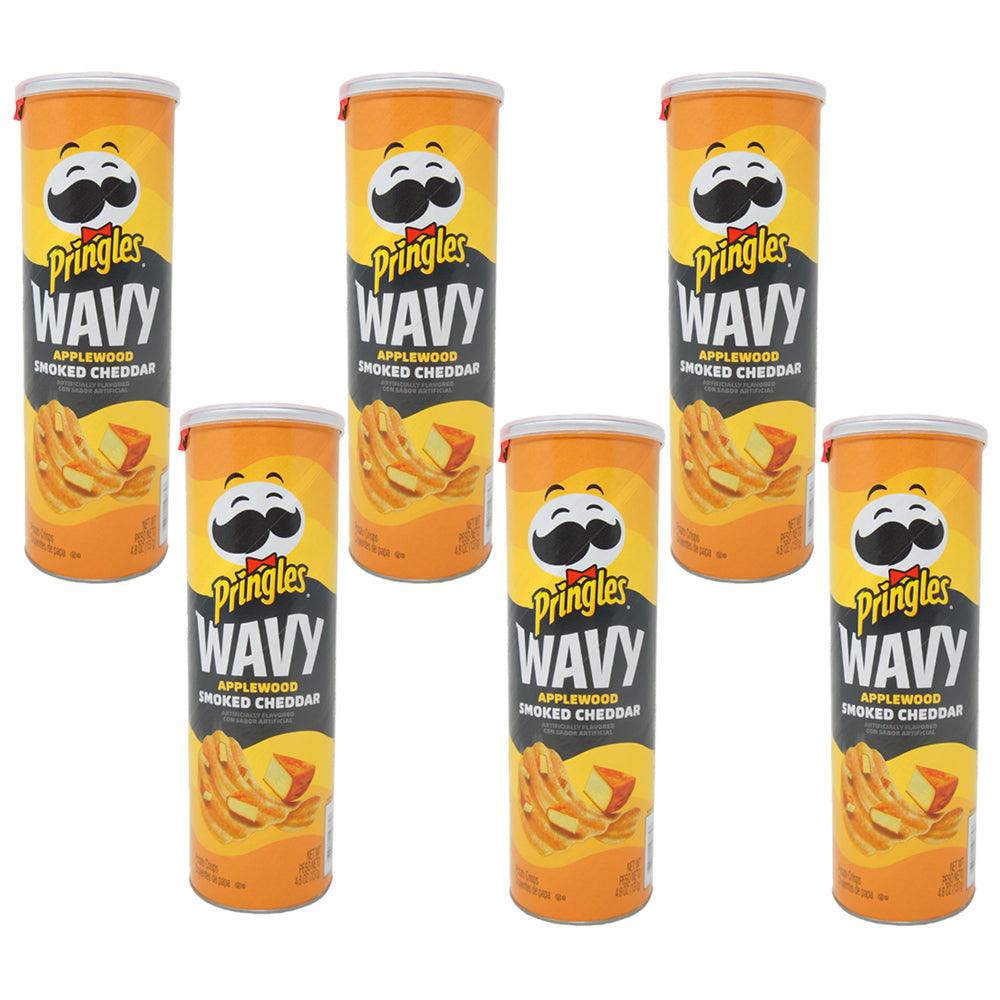 Pringles, Wavy Applewood Smoked Cheddar, Artificially Flavored, 4.8 oz 6