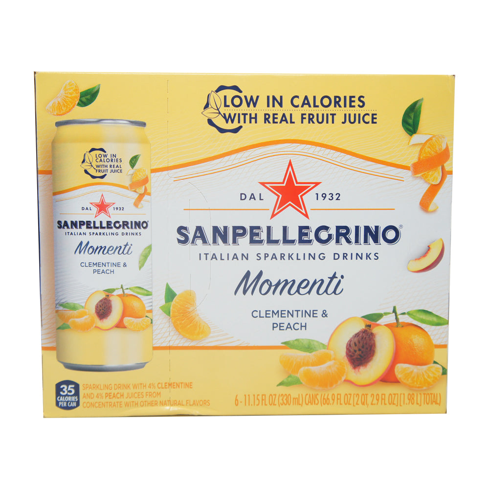 Sanpellegrino, Italian Sparkling Drinks, Momenti Clementine & Peach, 11.5 oz (6 cans)