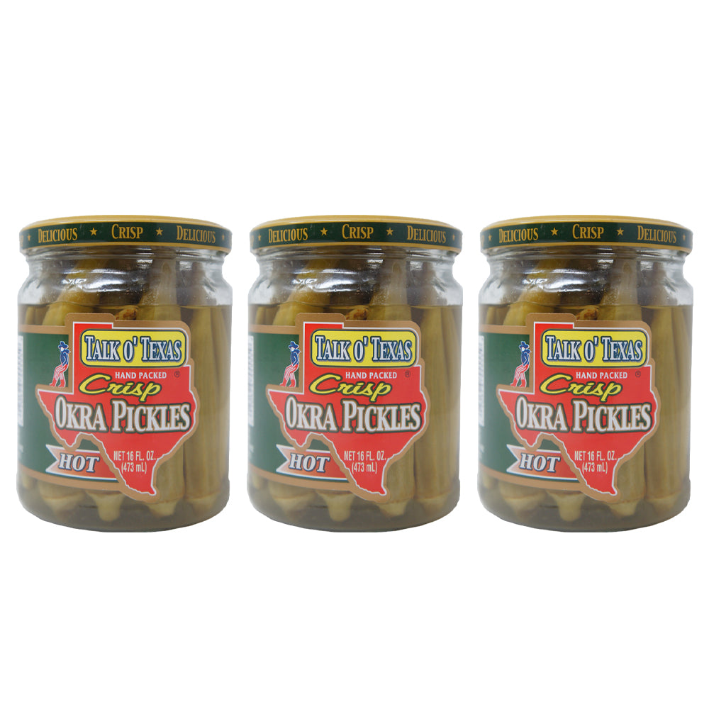 Talk o' Texas, Crisp, Okra Pickles, Hot, 16 oz (3 Pack)
