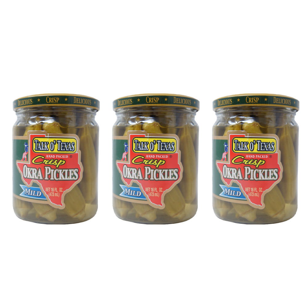 Talk o' Texas, Crisp, Okra Pickles, Mild, 16 oz (3 Pack)