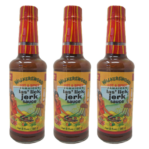 Walkerswood Hot & Spicy Jamaica, Las'Lick Jerk Sauce, 6 oz (3 pack)