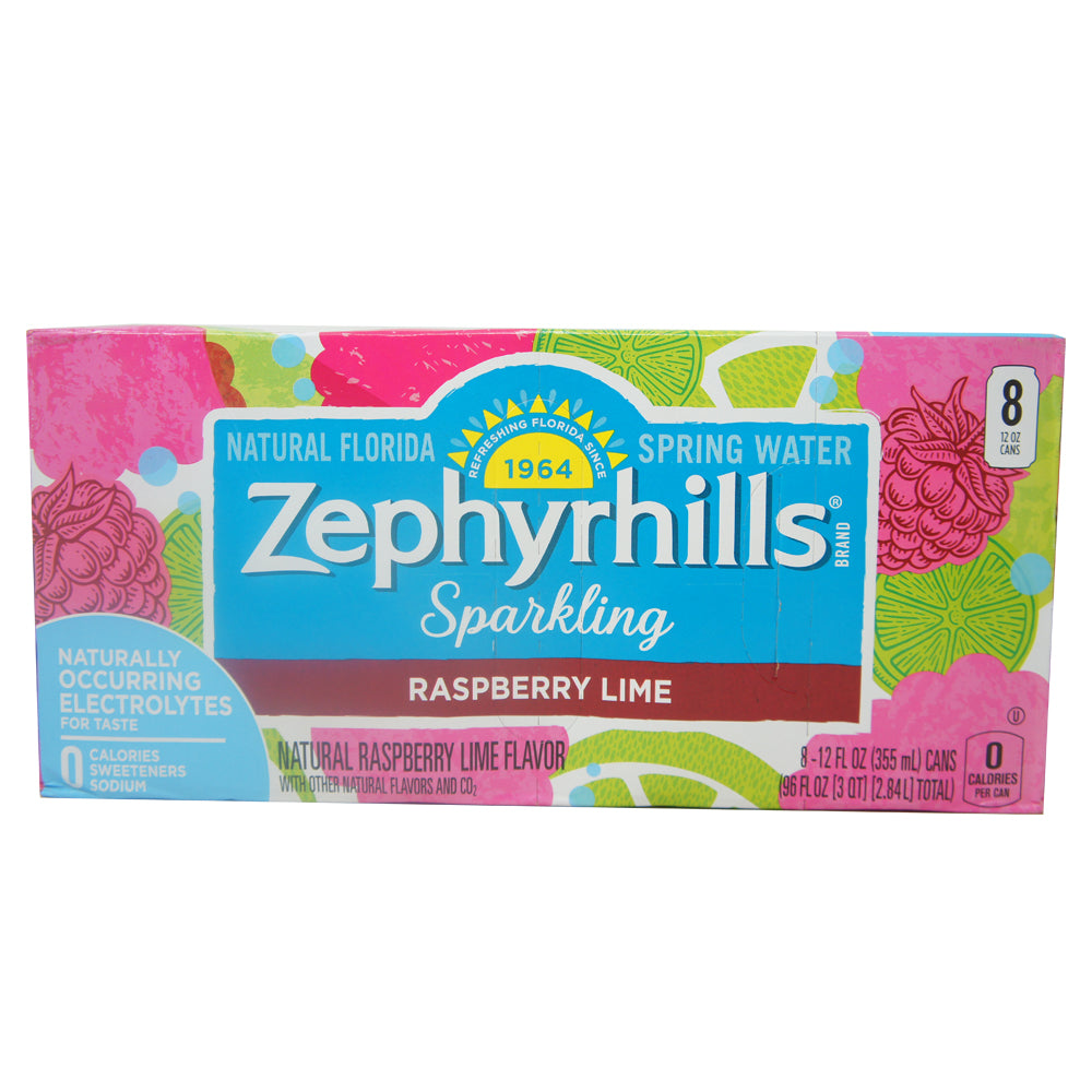 Zephyrhills Sprakling Water, Raspberry Lime, 12 oz (8 pack)