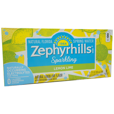 Zephyrhills, Natutal Florida, Sparkling Lemon Lime, 12 oz can (8 pack)