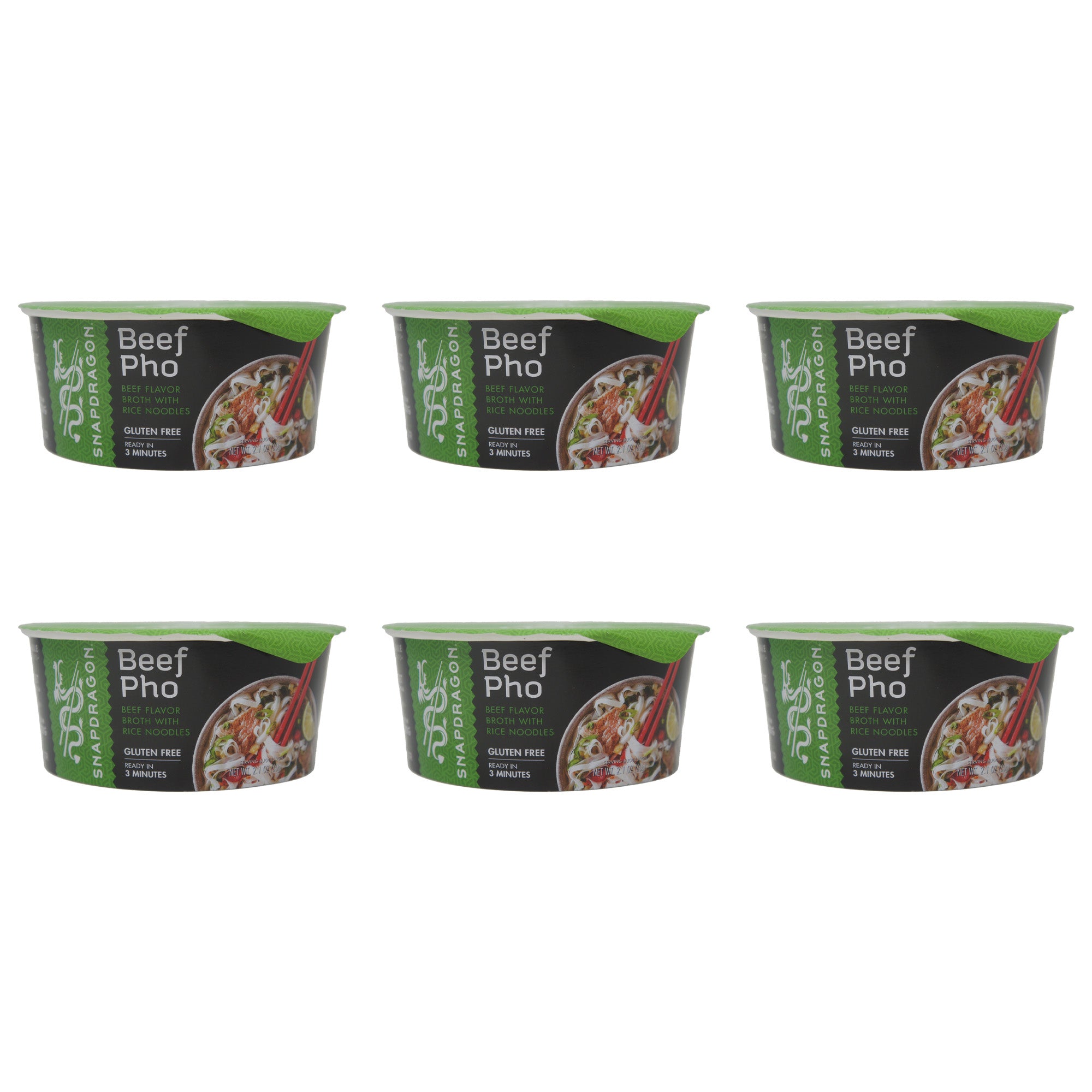 Snapdragon, Beef Pho Bowl, Beef Flavored Broth with Rice Noodles, 2.1 oz Pack