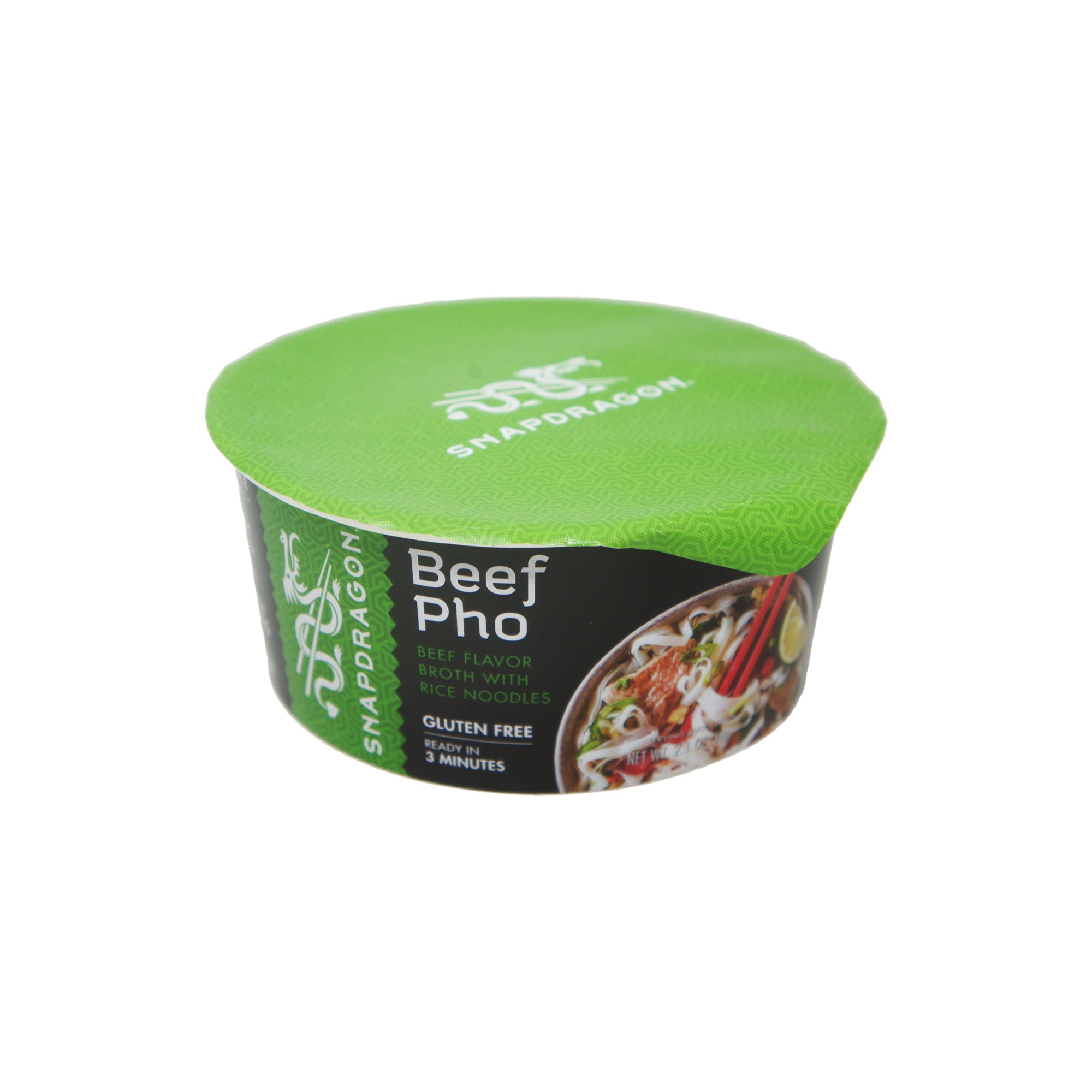 Snapdragon, Beef Pho Bowl, Beef Flavored Broth with Rice Noodles, 2.1 oz Pack