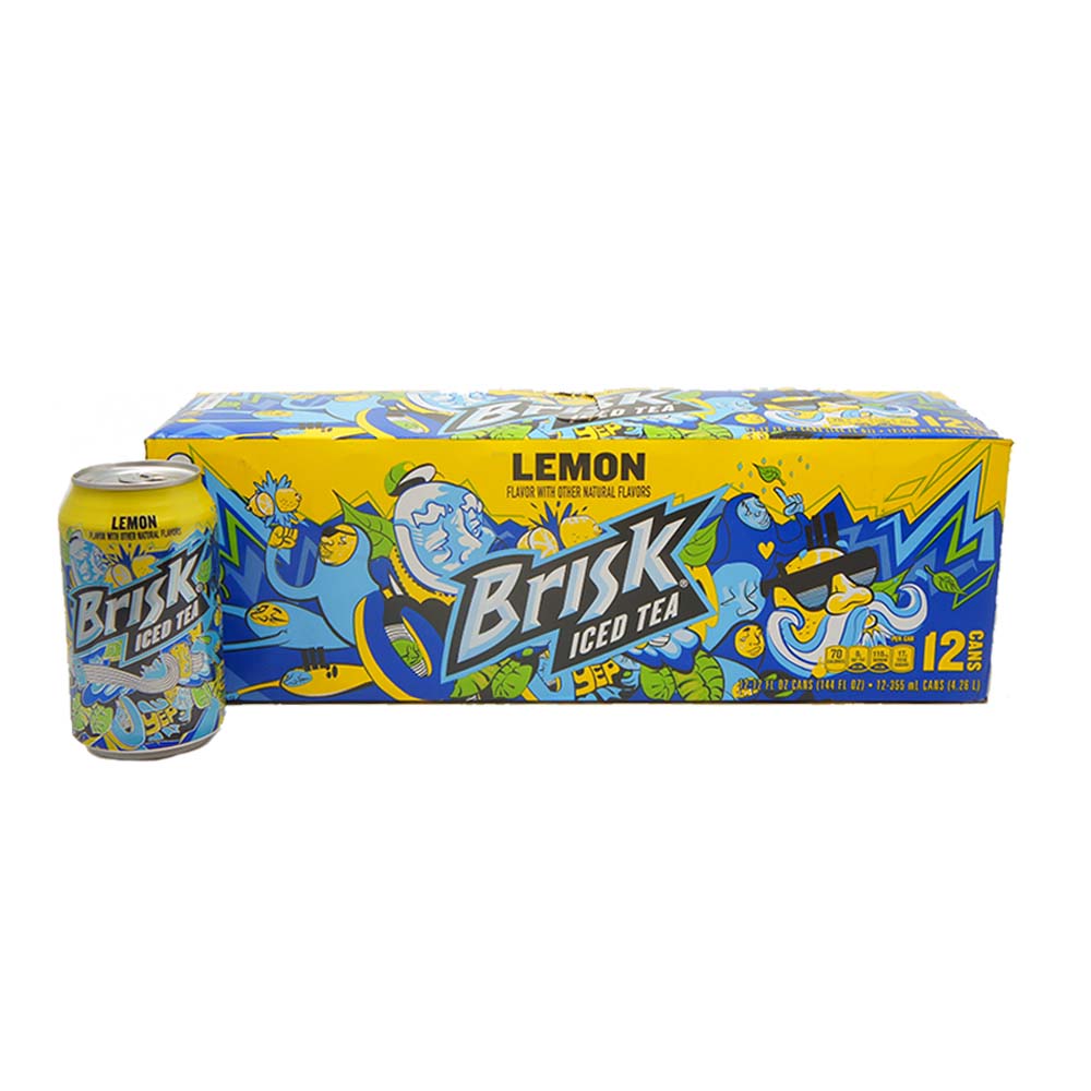 Brisk Iced Tea, Lemon Flavored with Other Natural Flavors, 12-OZ Can, 12-Pack