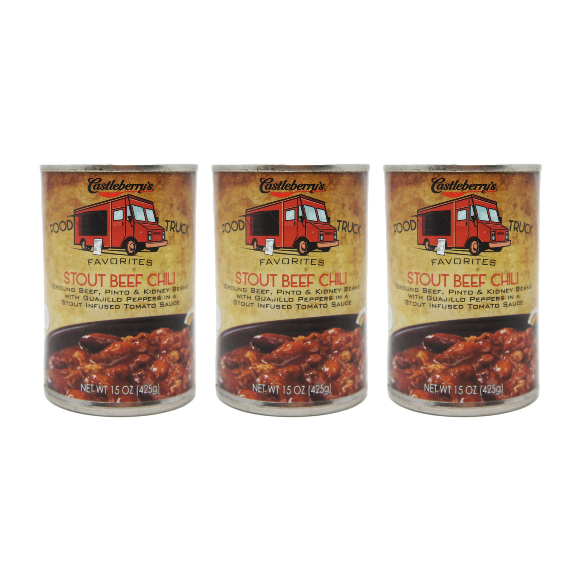 Castleberry's Food Truck Favorites, Stout Beef Chili, 15 oz Cans
