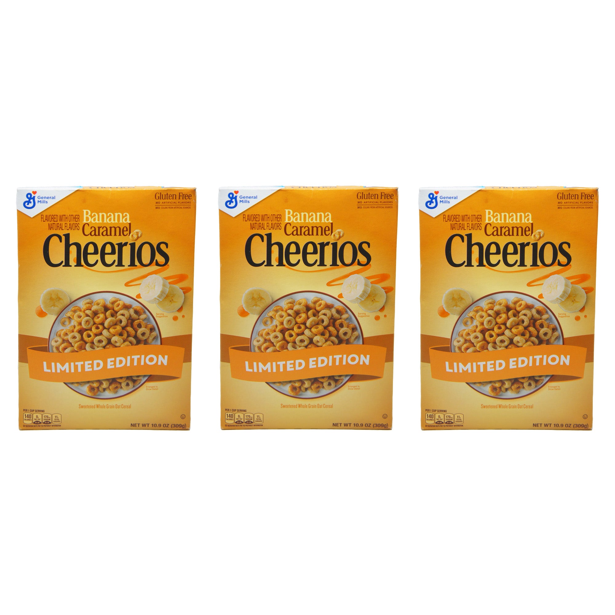 Cheerios Limited Edition Banana Caramel Cereal, 10.9 oz (309g) (3 Pack)
