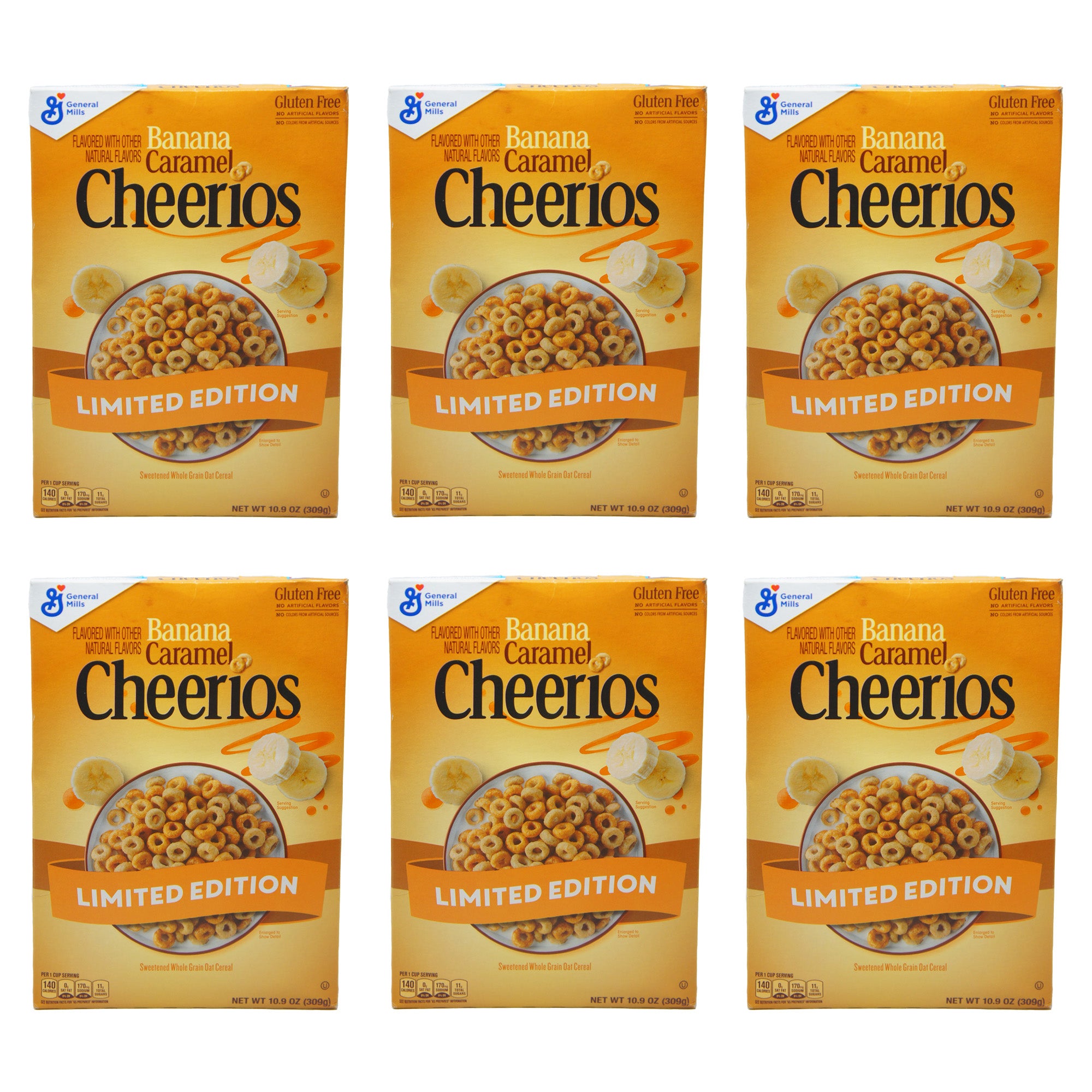 Cheerios Limited Edition Banana Caramel Cereal, 10.9 oz (309g) (6 Pack)