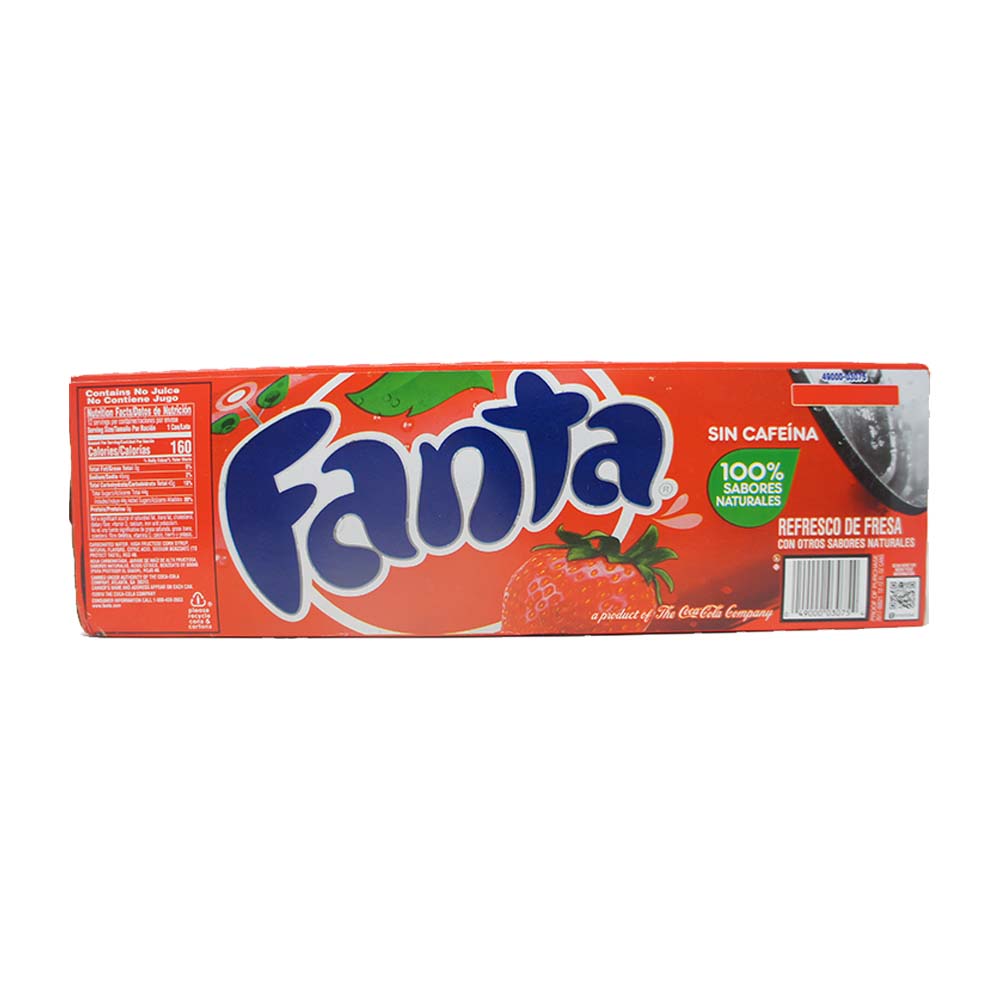 Fanta Strawberry Soda, Strawberry Flavored Soda, Caffeine Free, Naturally Flavored, 12 FL OZ, 12 Pack