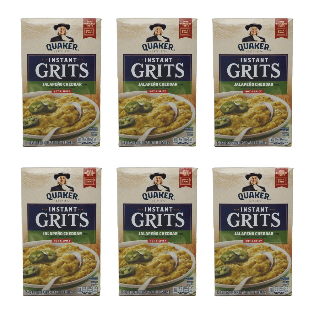Quaker Instant Grits, Hot and Spicy Jalapeño Cheddar, 12 oz, 6 Pack