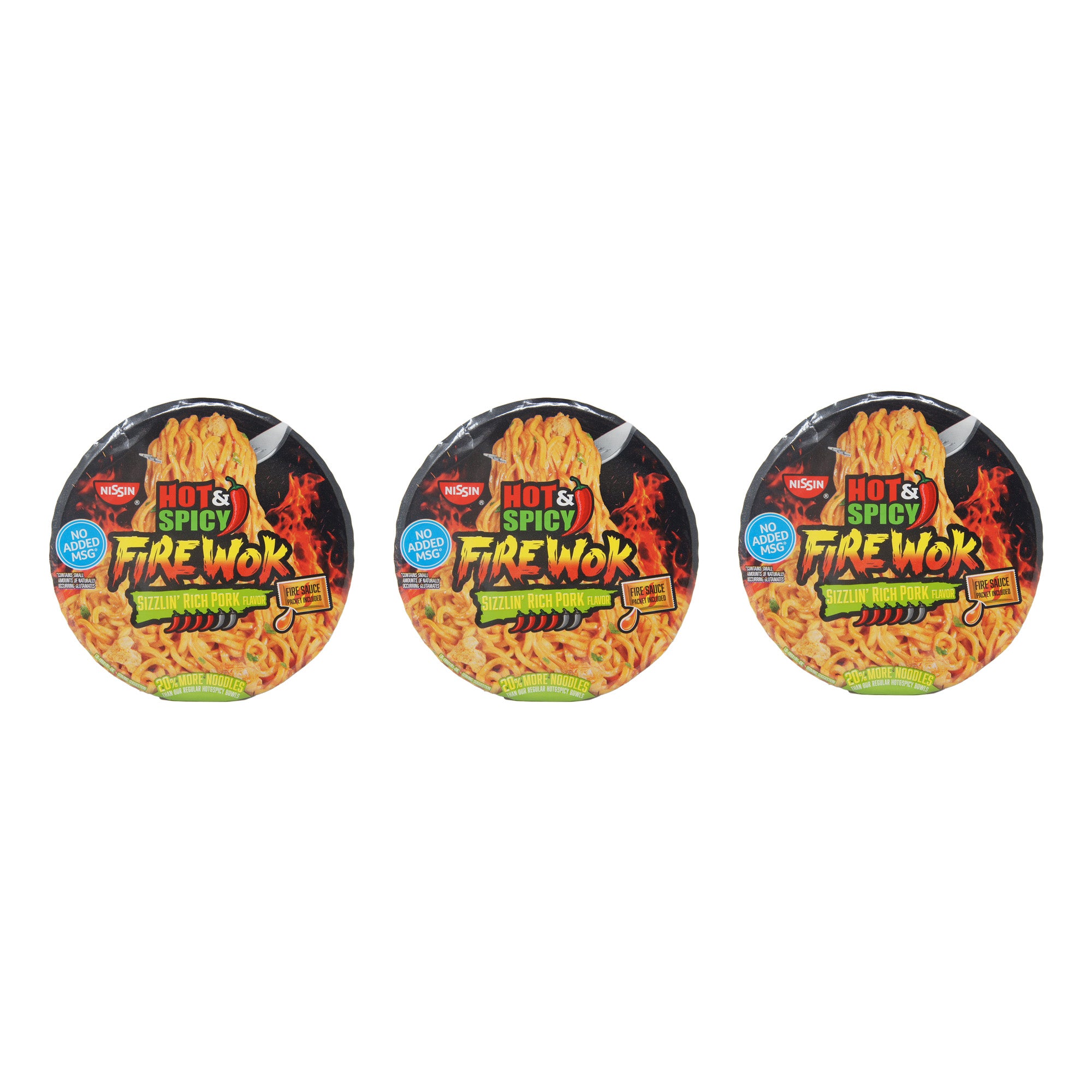 Hot & Spicy Firewok, Sizzlin' Rich Pork Flavor, 4.37 oz per Pack (3 Pack)