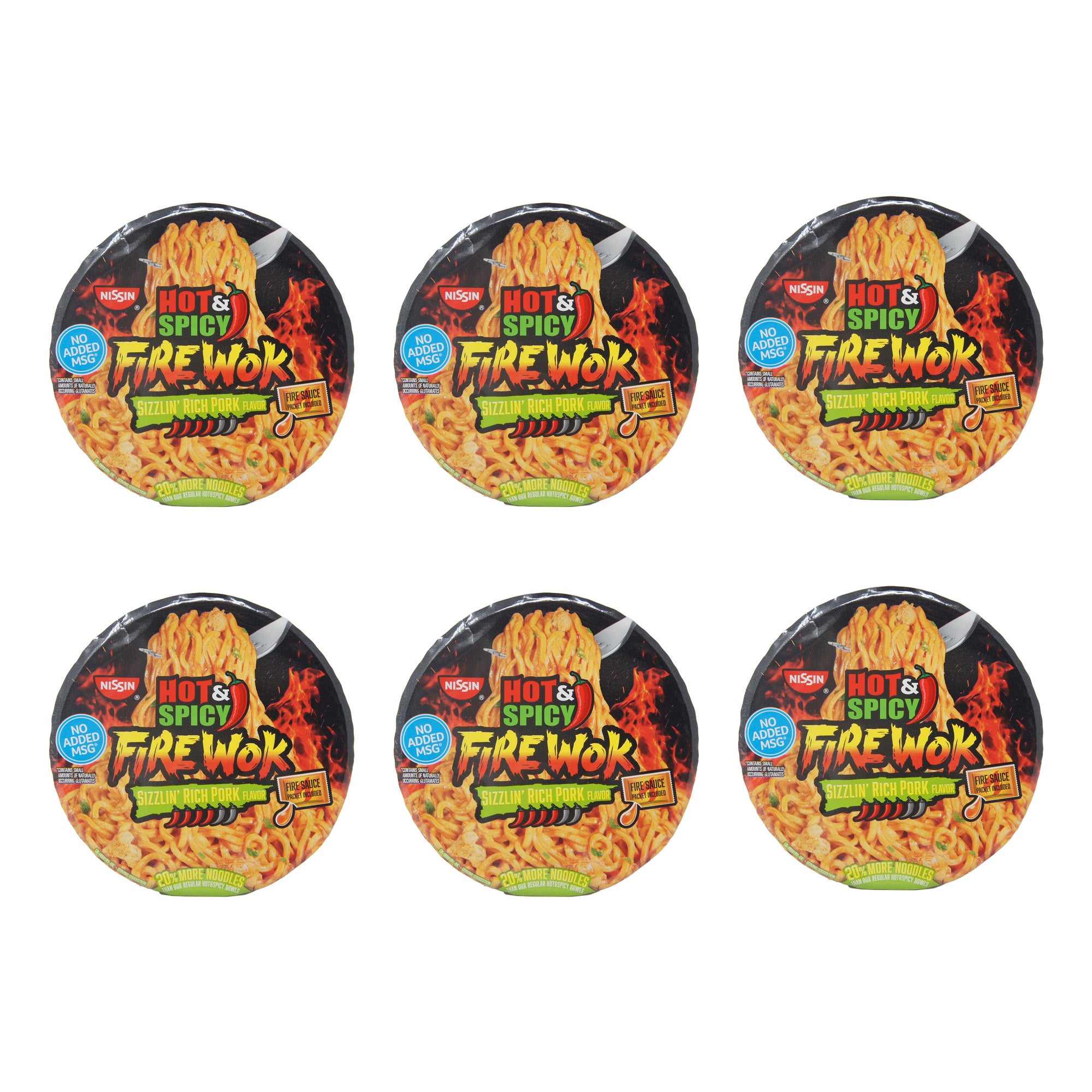 Hot & Spicy Firewok, Sizzlin' Rich Pork Flavor, 4.37 oz per Pack (6 Pack)