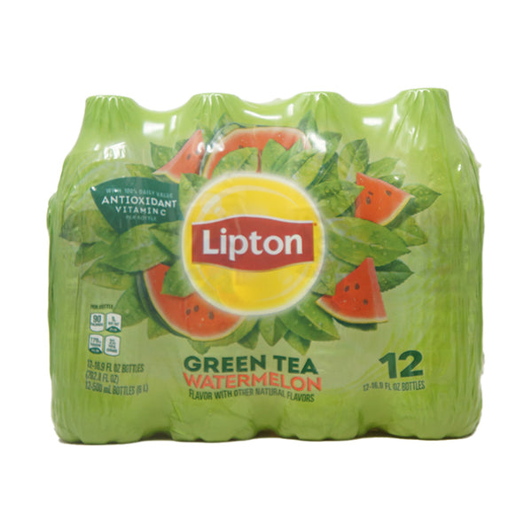 Lipton Green Tea, Watermelon - 12 pack, 16.9 fl oz bottles