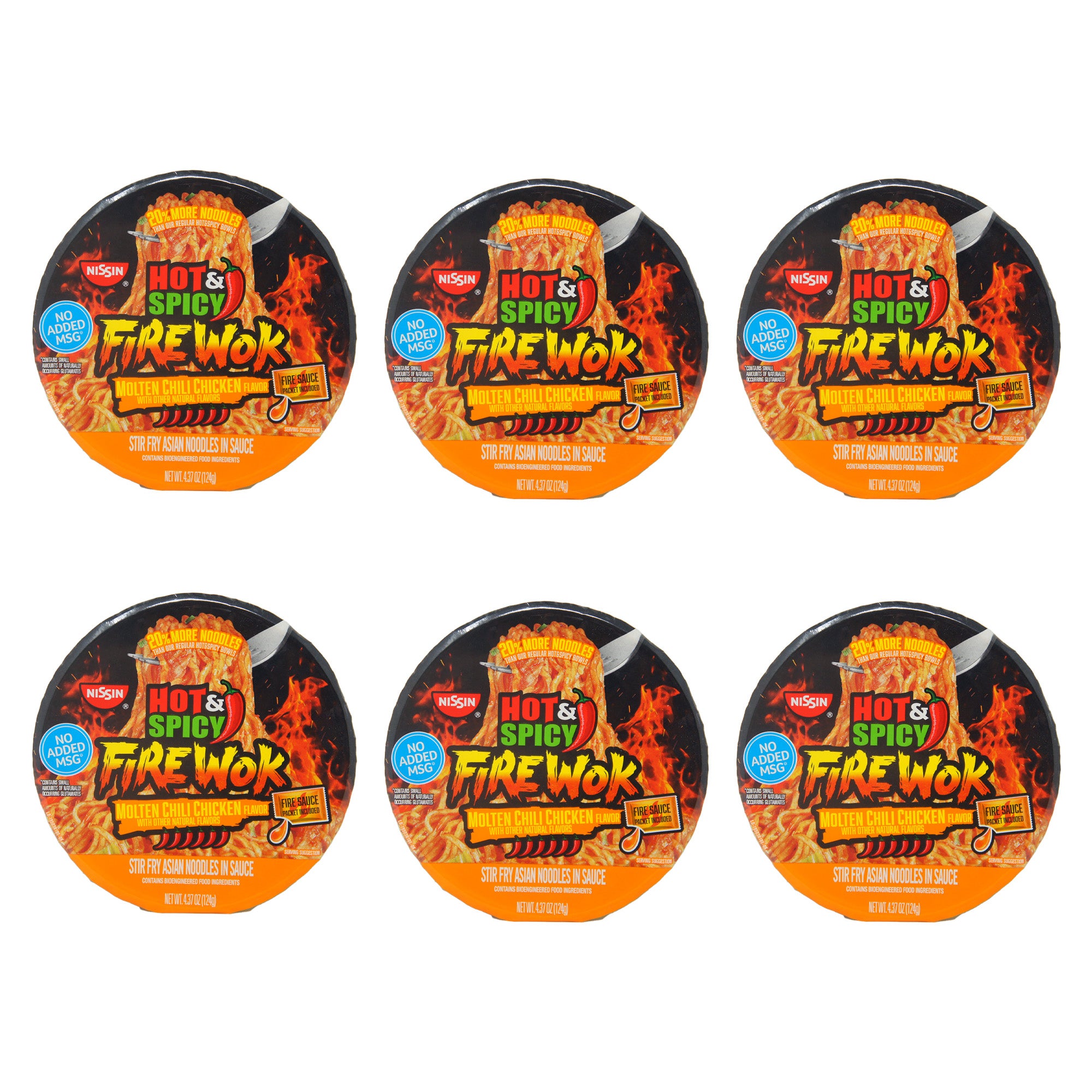 Hot & Spicy Firewok, Molten Chili Chicken Flavor, 4.37 oz (6 Pack)