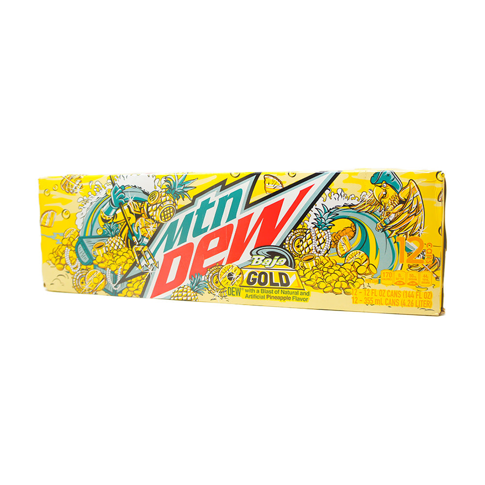 theLowex.com - Mountain Dew Baja Gold, Natural and Artificial Pineapple Flavor, 12 FL OZ, 12 Pack