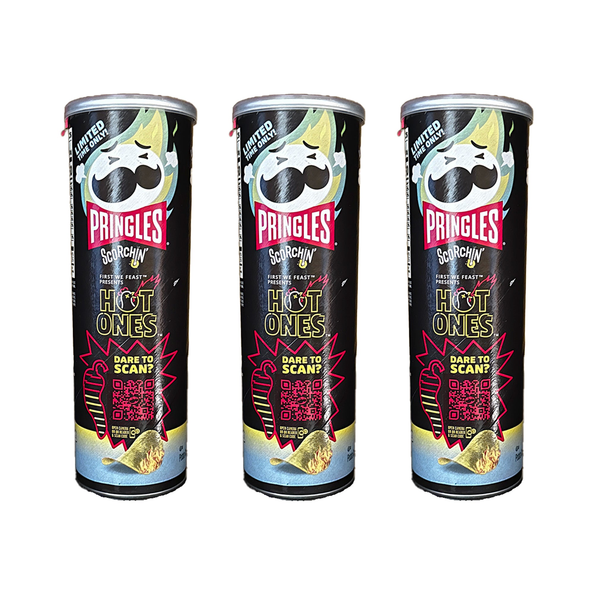 Pringles Scorchin, Hot Ones Los Calientes Verdes, 5.5 oz (3 Pack)