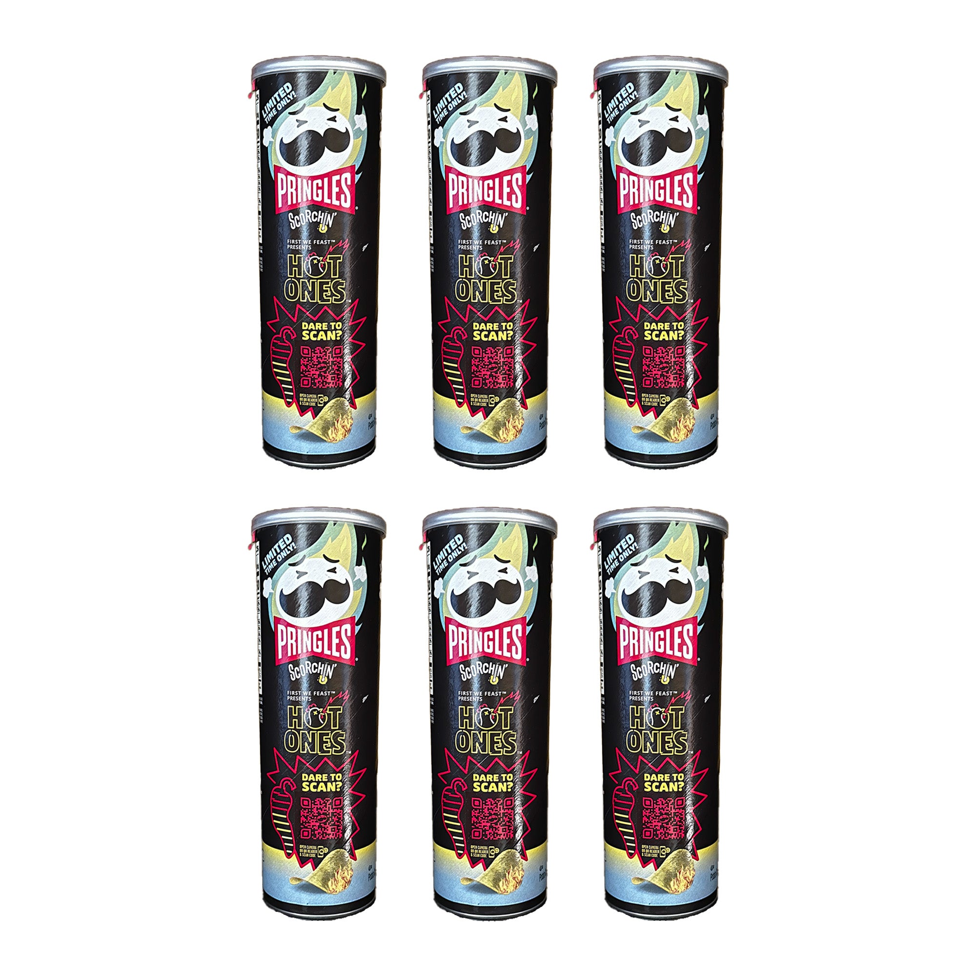 Pringles Scorchin, Hot Ones Los Calientes Verdes, 5.5 oz (6 Pack)