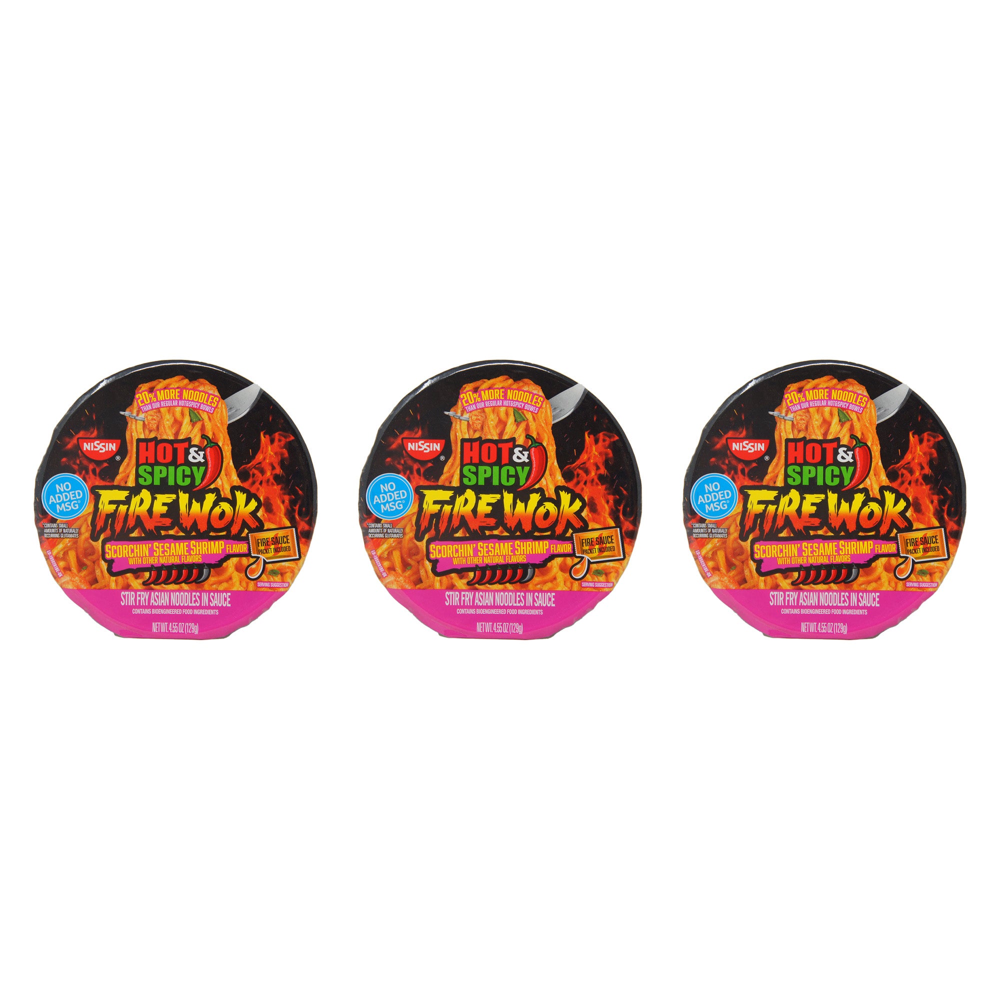 Hot & Spicy Firewok, Scorchin' Sesame Shrimp Flavor, 4.55 oz (3 Pack)