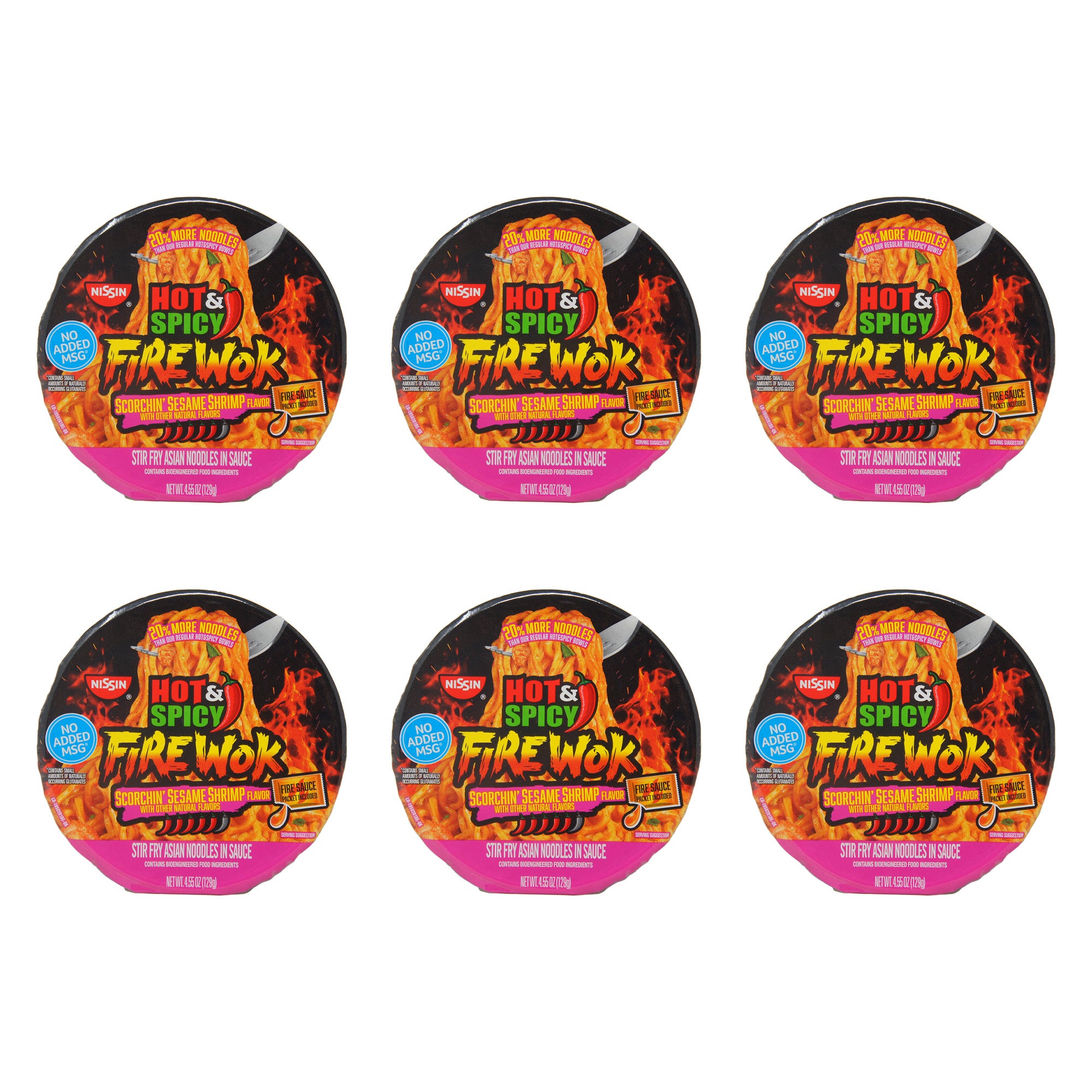 Hot & Spicy Firewok, Scorchin' Sesame Shrimp Flavor, 4.55 oz (6 Pack)