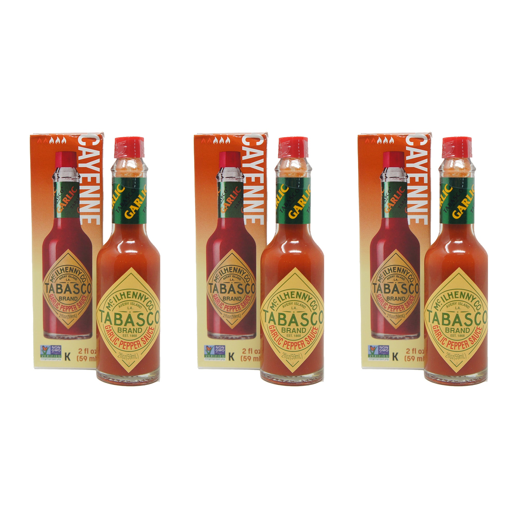 Tabasco Cayenne Garlic Flavor Pepper Hot Sauce 5 FL OZ (3 Pack)