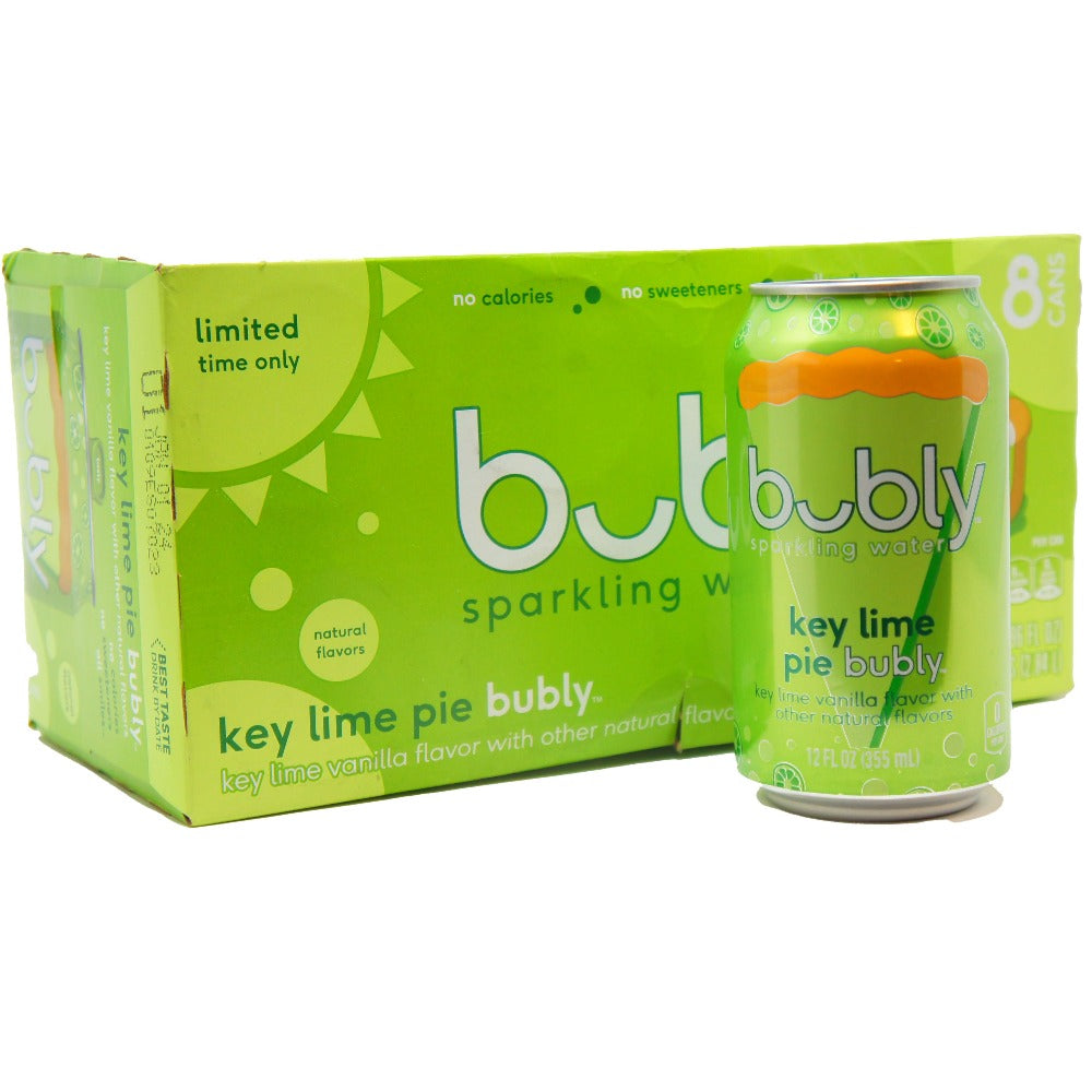 Bubly Sparkling Water, Key Lime Pie, Vanilla Flavor, 12 FL OZ, (8 Pack)