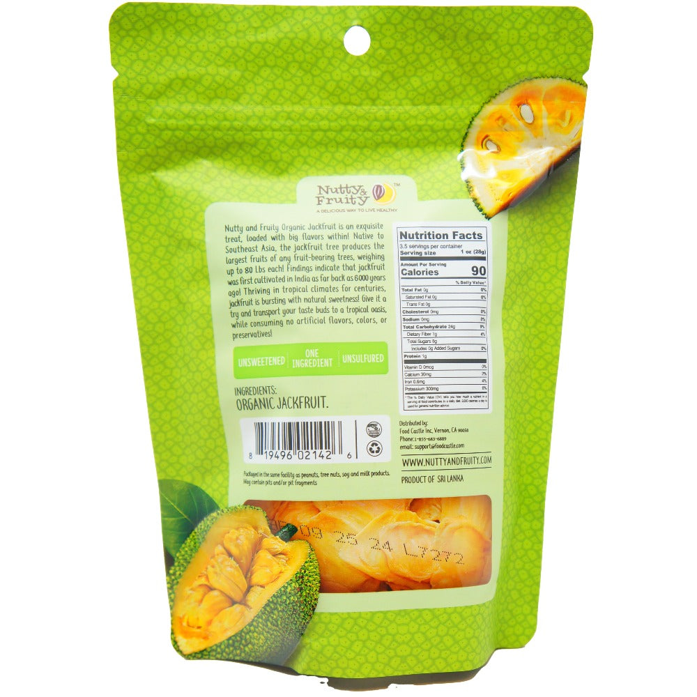 Nutty & Fruity Organic Jackfruit, unsweetened and unsulfured, Nutritional Facts