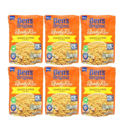 Six packages of Ben's Original Ready Rice Lemon & Herb flavor 