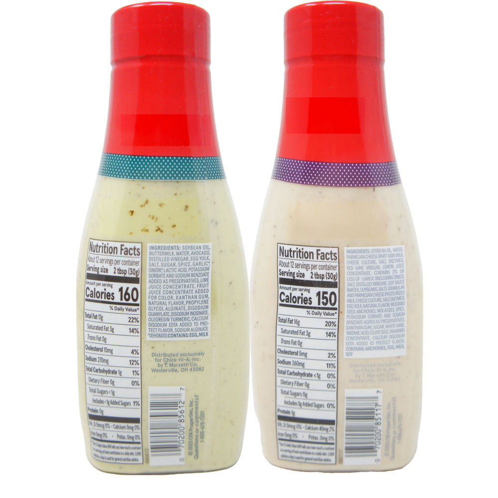Chick-fil-A Avocado Lime Ranch & Parmesan Caesar Dressing Duo – Restaurant Favorites at Home Nutrition Facts