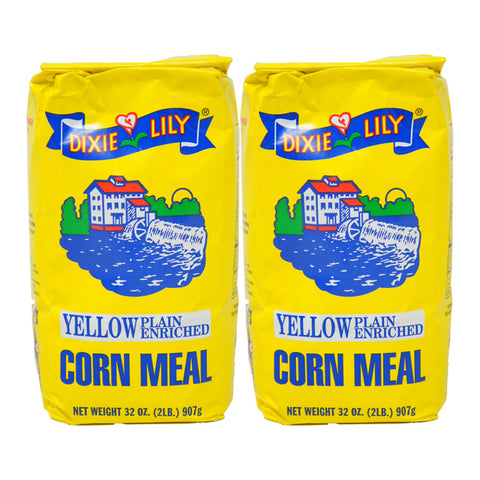 Dixie Lily Yellow Plain Enriched Corn Meal 32 oz, 2 Pack – Classic Cornmeal for Baking & Cooking