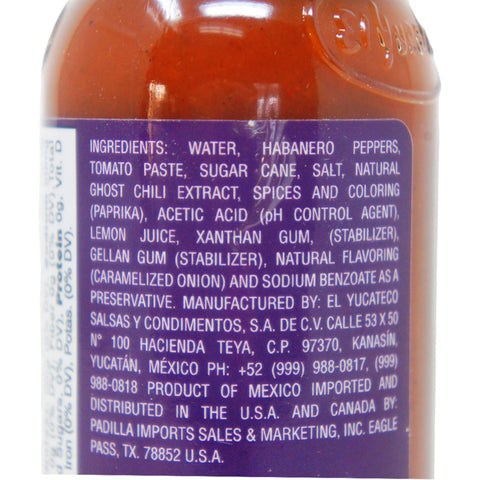 El Yucateco Habanero & Ghost Pepper Hot Sauce 4 oz – Extremely Spicy Heat ingredients 