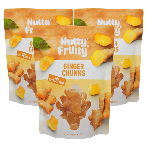 Nutty & Fruity Ginger Chunks Non-Crystallized 8 OZ – 3 Pack